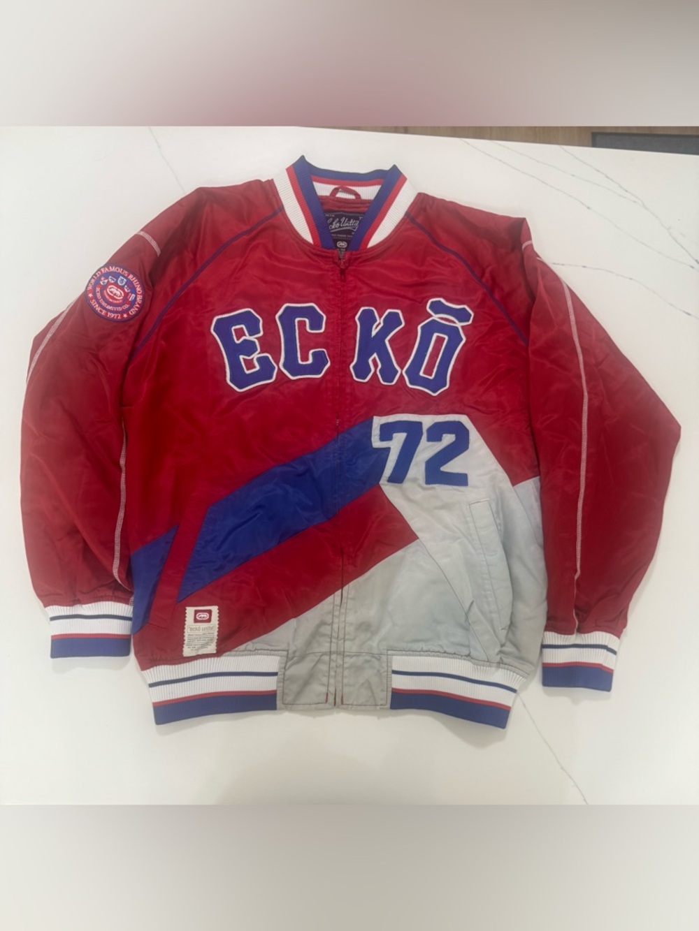 🔥 Vintage Y2K Ecko Unltd Racing Jacket – Red/Blue/White “ECKŌ 72” 🔥